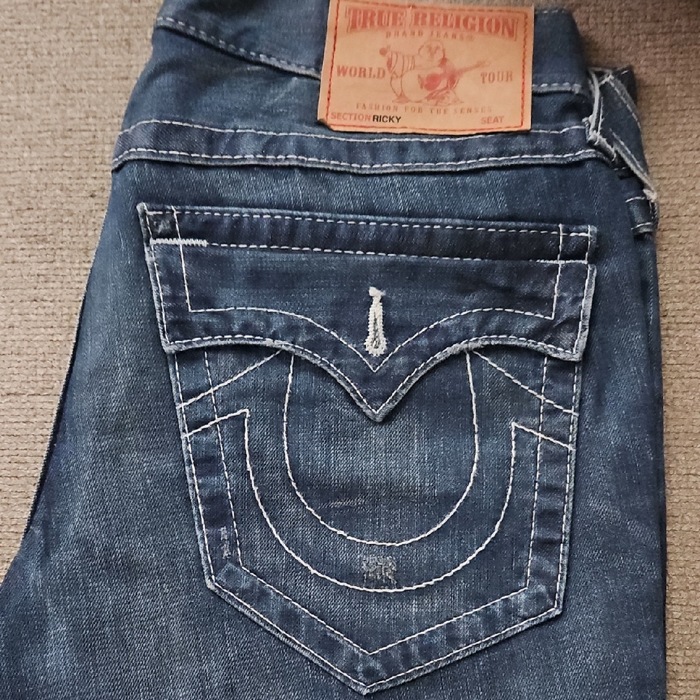 True Religion Men's Dark Blue Relaxed Jeans